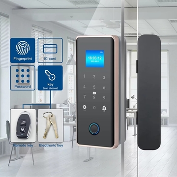 Glomarket Wifi Glass Door Lock Tuya Smart IC Card Fingerprint Password Unlock Remote Key Control with Doorbell