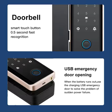 Glomarket Wifi Glass Door Lock Tuya Smart IC Card Fingerprint Password Unlock Remote Key Control with Doorbell