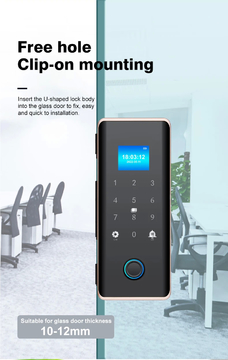 Glomarket Wifi Glass Door Lock Tuya Smart IC Card Fingerprint Password Unlock Remote Key Control with Doorbell