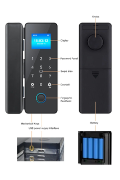 Glomarket Wifi Glass Door Lock Tuya Smart IC Card Fingerprint Password Unlock Remote Key Control with Doorbell