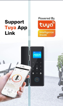 Glomarket Wifi Glass Door Lock Tuya Smart IC Card Fingerprint Password Unlock Remote Key Control with Doorbell