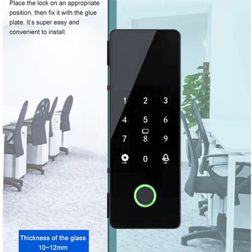 Glomarket Tuya Smart Glass Door Lock Biometric Fingerprint BLE Smart Eletronic Lock For Office Glass door