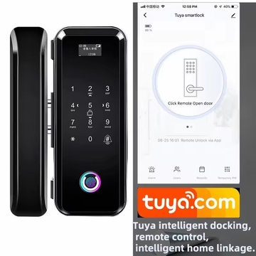 Glomarket Smart Tuya Wifi Glass Door Lock Fingerprint Digital Keyboard Password Lock Intelligent Linkage Remote Unlocking