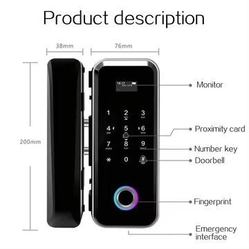 Glomarket Smart Tuya Wifi Glass Door Lock Fingerprint Digital Keyboard Password Lock Intelligent Linkage Remote Unlocking