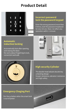 Glomarket Tuya Waterproof Digital TTLock Remote Unlock Double-sided Fingerprint Smart Lock Electronic Lock