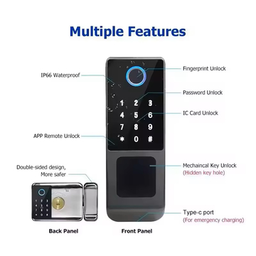 Glomarket Tuya Waterproof Digital TTLock Remote Unlock Double-sided Fingerprint Smart Lock Electronic Lock