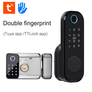 Glomarket Wifi Tuya Fingerprint Smart Double Fingerprint Lock Digital Password Card Key Electronic Gate Lock