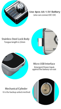 Glomarket Wifi Tuya Fingerprint Smart Double Fingerprint Lock Digital Password Card Key Electronic Gate Lock