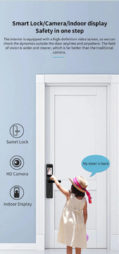 Glomarket Smart Lock Tuya APP Remote Control lndoor HD Screen Wide-angle Camera Wifi Fingerprint Recognition Lock