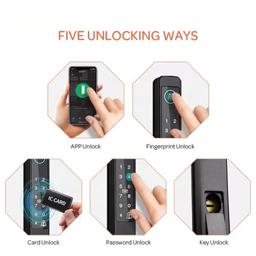 Glomarket Digital Tuya Smart Locks Fingerprint Steel Sliding Glass Door Lock Outdoor Narrow Side Broken Bridge Slim Aluminium Lock