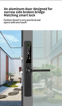 Glomarket Digital Tuya Smart Locks Fingerprint Steel Sliding Glass Door Lock Outdoor Narrow Side Broken Bridge Slim Aluminium Lock