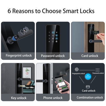 Glomarket Tuya Smart Security Digital Door Lock Biometric Fingerprint Handle Smart Lock Hotel Apartment Room Lock