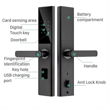 Glomarket Factory Wholesale Tuya WiFi Digital Door Lock Code Card Smartphone Unlock Fingerprint Smart Door Lock For Smart Home