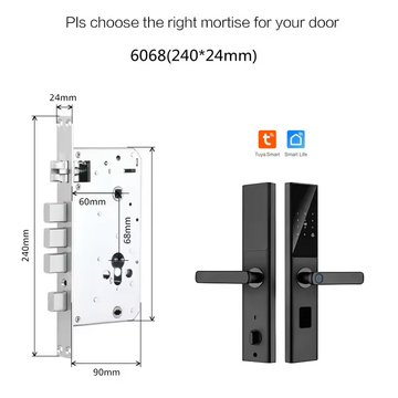 Glomarket Factory Wholesale Tuya WiFi Digital Door Lock Code Card Smartphone Unlock Fingerprint Smart Door Lock For Smart Home