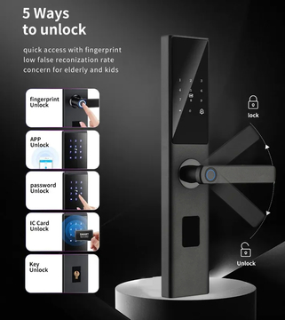 Glomarket Factory Wholesale Tuya WiFi Digital Door Lock Code Card Smartphone Unlock Fingerprint Smart Door Lock For Smart Home