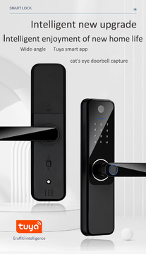 Glomarket Security Home Digital Lock Fingerprint Password Card Smartphone Tuya Remote Control Smart Lock With Cat Eye