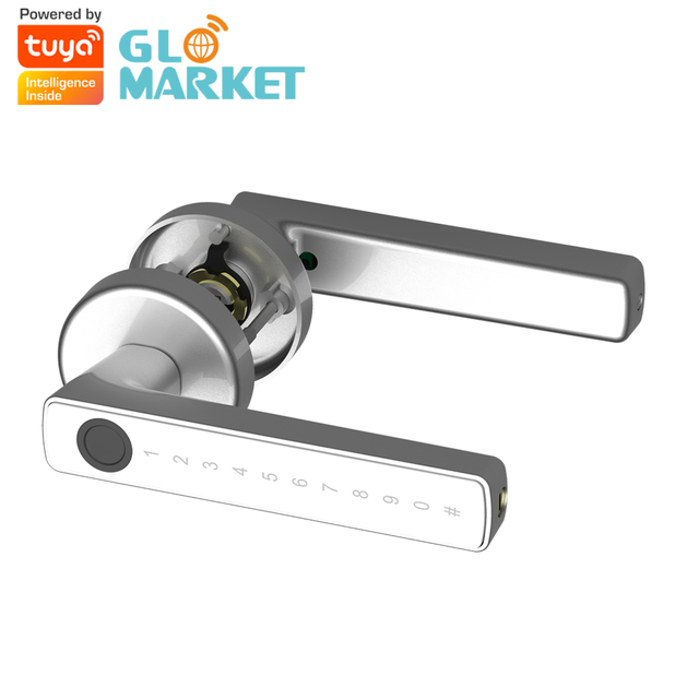 Glomarket Biometric Fingerprint Password Electric Handle Door Lock Bedroom Home Wood Smart Door Lock Cerradura Inteligente Locks