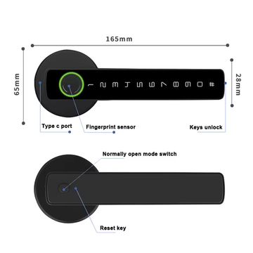 Glomarket Biometric Fingerprint Password Electric Handle Door Lock Bedroom Home Wood Smart Door Lock Cerradura Inteligente Locks