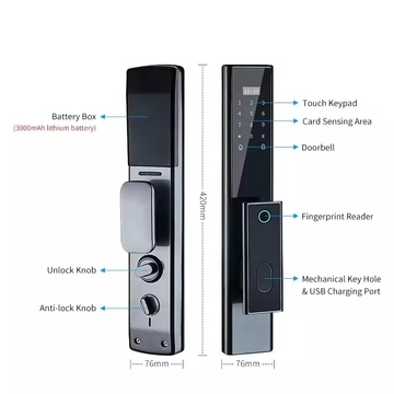 Glomarket Tuya Smart Fingerprint Digital Password Keyless Apartment Home Room Lock Safety Electronic Smart Lock