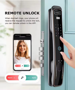 Glomarket Security Fully Automatic Visual Intercom Smart Lock 3d Face Recognition Biometric Fingerprint Cerradura Inteligente