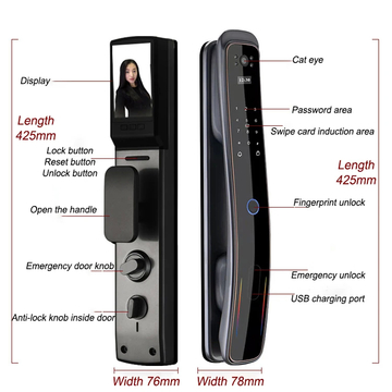 Glomarket Security Fully Automatic Visual Intercom Smart Lock 3d Face Recognition Biometric Fingerprint Cerradura Inteligente