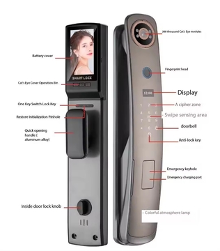 Glomarket Fully Automatic Fingerprint Lock Tuya Smart Lock Digital Biometric Door Lock With Doorbell