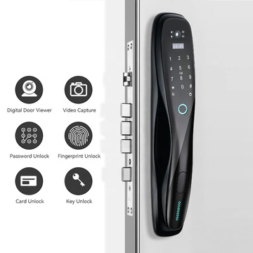 Glomarket Wifi Fully Automatic Fingerprint Locks Electronic Digital Security Door Lock Passcode Smart Lock With Cat Eye