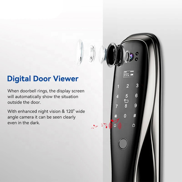 Glomarket Wifi Fully Automatic Fingerprint Locks Electronic Digital Security Door Lock Passcode Smart Lock With Cat Eye