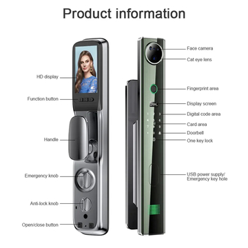 Digital Tuya Smart Face Recognition Smart Door Lock Security Biometric Fingerprint Fully Automatic Smart Lock