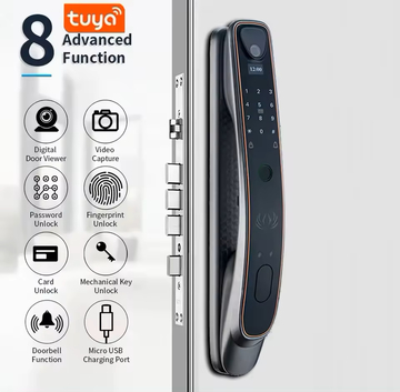 Tuya Wifi Automatic Face Recognition Smart Door Lock With Camera Fingerprint Digital Keyless Smart Lock