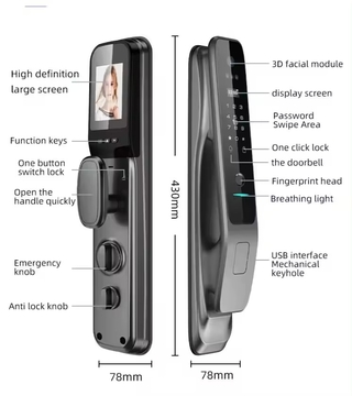 Tuya Wifi Face Visual Intercom Smart Lock With Camera Security Biometric Fingerprint Fully Automatic Smart Door Lock