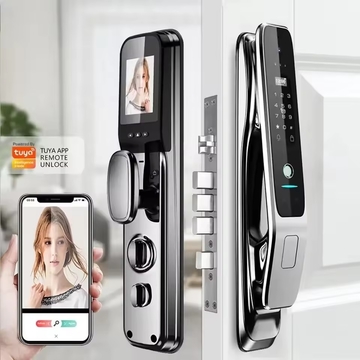 Tuya Wifi Face Visual Intercom Smart Lock With Camera Security Biometric Fingerprint Fully Automatic Smart Door Lock