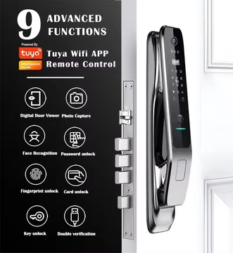 Tuya Wifi Face Visual Intercom Smart Lock With Camera Security Biometric Fingerprint Fully Automatic Smart Door Lock