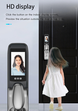 3d Face Recognition Security Biometric Fingerprint Fully Automatic Tuya Digital Smart Lock With Camera For Home