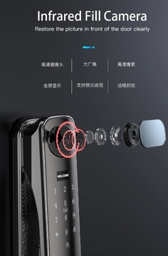 3d Face Recognition Security Biometric Fingerprint Fully Automatic Tuya Digital Smart Lock With Camera For Home