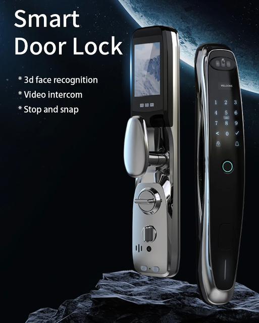 Tuya 3d Face Recognition Security Digital Smart Door Lock Password Fingerprint Key Unlock Fully Automatic Smart Lock