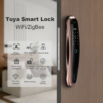 Tuya 3d Face Recognition Security Digital Smart Door Lock Password Fingerprint Key Unlock Fully Automatic Smart Lock