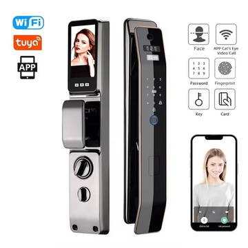 Tuya 3d Face Recognition Fully Automatic Fingerprint Smart Locks With Camera Security Electronic Lock For Front Door