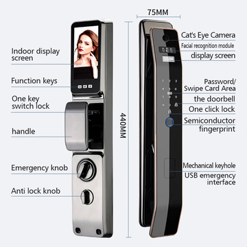 Tuya 3d Face Recognition Fully Automatic Fingerprint Smart Locks With Camera Security Electronic Lock For Front Door