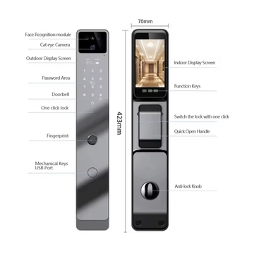 Fully Automatic Digital Fingerprint Smart Door Lock 3d Face Recognition With Camera Cerradura Tuya Wifi Aluminium Lock