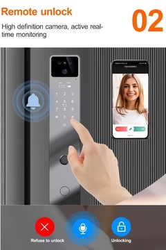 Fully Automatic Digital Fingerprint Smart Door Lock 3d Face Recognition With Camera Cerradura Tuya Wifi Aluminium Lock