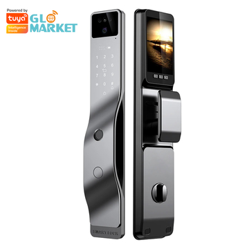 Fully Automatic Digital Fingerprint Smart Door Lock 3d Face Recognition With Camera Cerradura Tuya Wifi Aluminium Lock