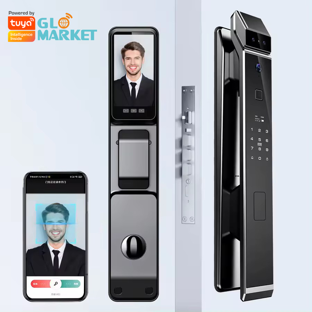 Tuya Biometric Fingerprint Smart Locks 3d Face Recognition Smart Door Lock Wifi Aluminium Electric Automatic Gate Lock