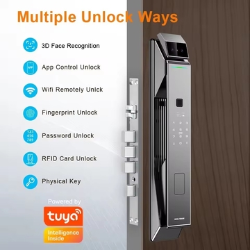 Tuya Security Fully Automatic Smart Lock 3d Face Recognition Biometric Lock Home Fingerprint Password Lock