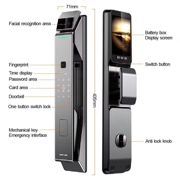 Tuya Security Fully Automatic Smart Lock 3d Face Recognition Biometric Lock Home Fingerprint Password Lock