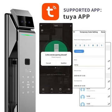 Tuya Security Fully Automatic Smart Lock 3d Face Recognition Biometric Lock Home Fingerprint Password Lock