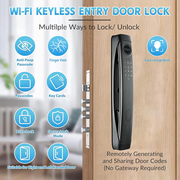 Glomarket Fully Automatic Real Time Video Intercom Face Recognition Lock With Camera Digital Doorbell Biometric Fingerprint Lock