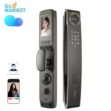 Glomarket Electric Biometric Video Intercom Fingerprint Face Recognition Smart Door Camera Lock For Gate Wooden Doors