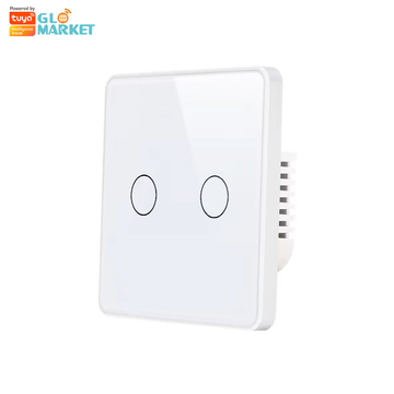 Glomarket EU Standard WiFi/Zigbee 2 gang Smart Electric Switches Voice Control Anti-scratch Panel Metal Frame Tuya WiFi Smart Light Switch