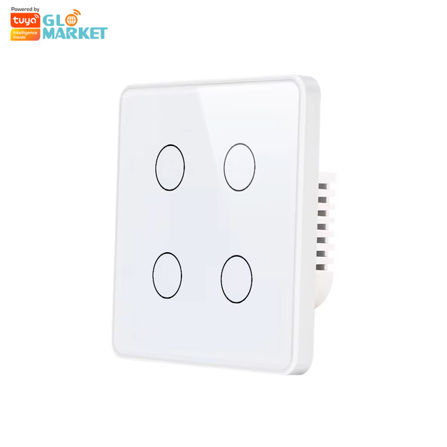 Glomarket EU Standard WiFi/Zigbee 4 gang Smart Electric Switches Voice Control Anti-scratch Panel Metal Frame Tuya WiFi Smart Light Switch